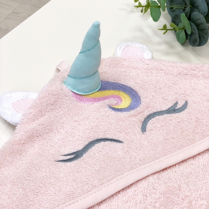 Prosop bebe copii cu gluga din bumbac, Unicorn (1)